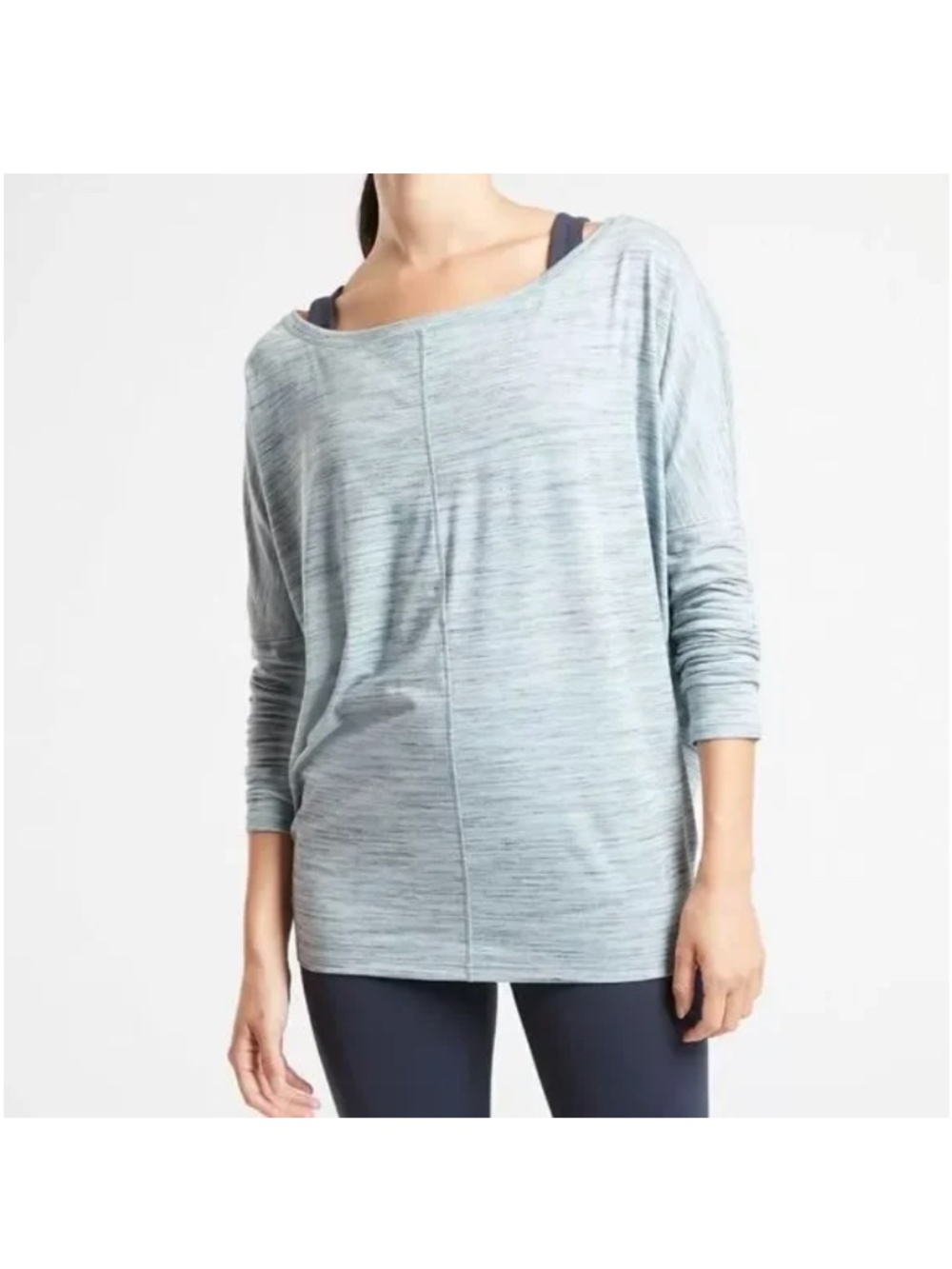 ATHLETA Flow Top Essence Spacedye Glacial Blue Anthracite Long Sleeve Top Size M